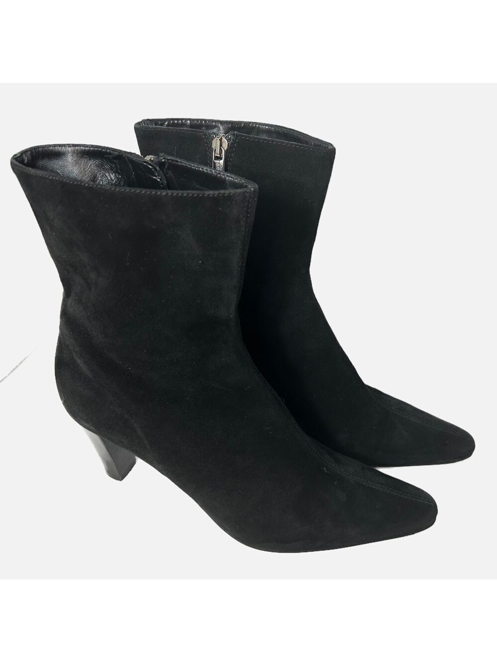 Aquatalia Boots Italy 10 Women’s Suede Black Heel Ankle Business Pointed Toe